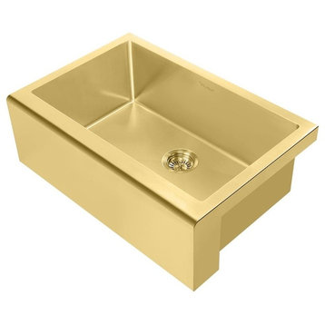 Noah Plus 16 Gauge Single Bowl Undermount Sink Set, Brass