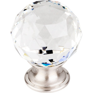 Top Knobs  -  Clear Crystal Knob 1 3/8" w/ Brushed Satin Nickel Base