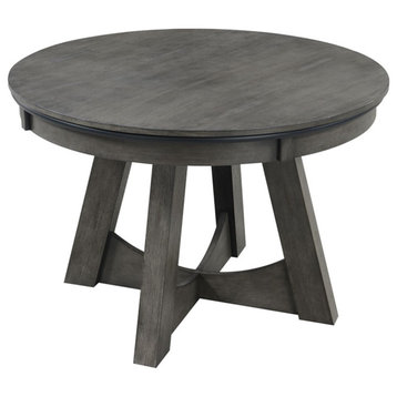 Bowery Hill Modern Wood Gray Finish Round Game Table with Inset Cup Holders