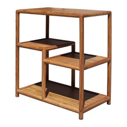 Chinese Huali Light Brown Rectangular Table Top Curio Display Stand - Side Tables And End Tables