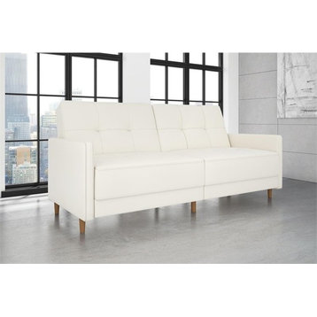 DHP Andora Modern Coil Faux Leather Convertible Sleeper Sofa in White