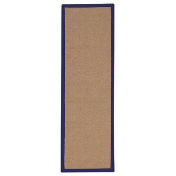 Linon Athena Machine Tufted Wool 2'6"x12' Rug in Cork and Blue