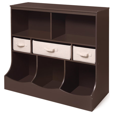 Combo Bin Storage Unit With 3 Baskets, Espresso