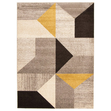 eCarpetGallery Geometric Area Rug, Indoor Carpet Grey/Gold 3'11" x 5'7"