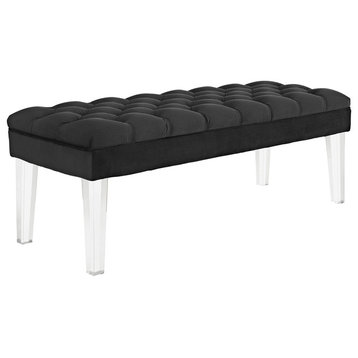 Modway Furniture Valet Performance Velvet Bench in Black -EEI-2460-BLK
