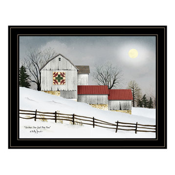 TrendyDecor4U Christmas Star Quilt Block Barn Framed Print BJ1010GP-704G