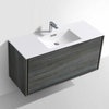 DeLusso 48" Single Sink Wall Mount Bathroom Vanity, Nature Wood, Ocean Gray