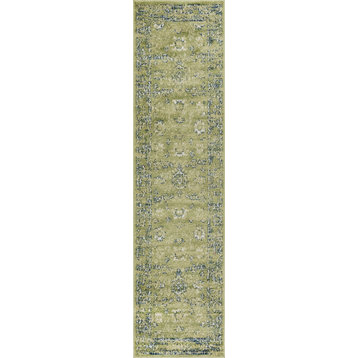 Contemporary Allegory Runner 2'7"x10' Moss Area Rug