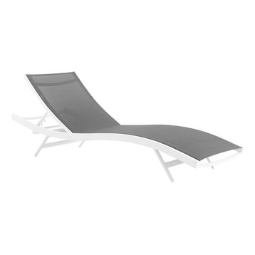 Modway Glimpse Outdoor Patio Mesh Chaise Lounge Chair, White Gray