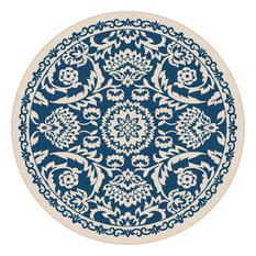 50 Most Por Round Outdoor Rugs For 2018 Houzz Tayse Rugs Basile Fl Navy Round Easy Care Indoor Outdoor Area Rug