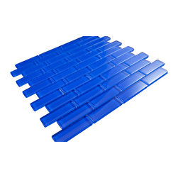 1x3 Electric Blue Glossy Subway Glass Mosaic Tiles - Home Accessories & Decor