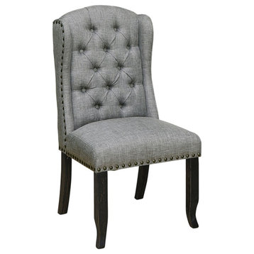 Furniture of America Sinuata Fabric Tufted Side Chair in Light Gray (Set of 2)