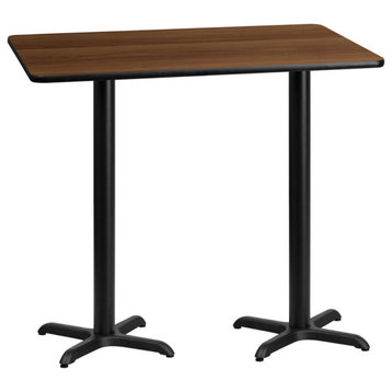 Flash 30'' x 60'' RectLaminate Table Top/22'' x 22'' Bar Table Bases, WN