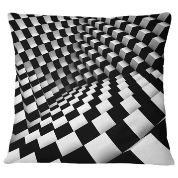 Optical Black And White Pattern Abstract Throw Pillow, 18"x18"