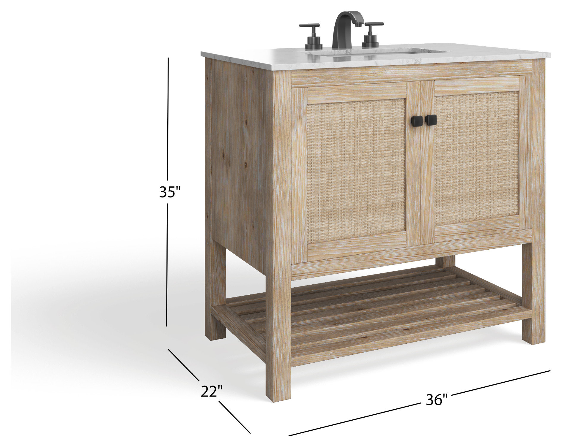 Legion Bath Vanity, Single Sink, 36", Natural, Freestanding