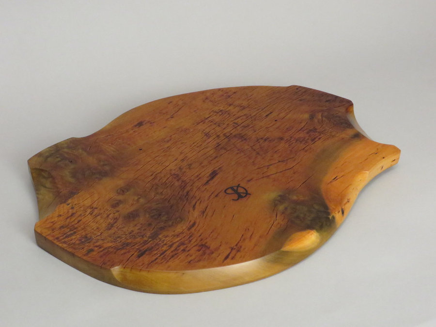 #15032 Rear Detail. Hand-Carved Serving Tray. Reclaimed Heartwood Poplar