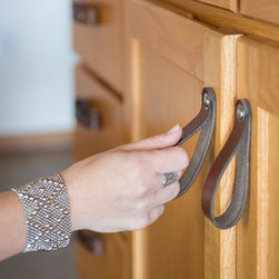 Walnut Studiolo - Leather Drawer Pull, The Hawthorne - Cabinet And Drawer Handle Pulls