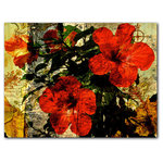 Ready2HangArt - Tropical Hibiscus Canvas Wall Art - This hibiscus canvas art, was inspired by the islands. Containing layers of stories to tell of the Caribbean. . It is fully finished, arriving ready to hang on the wall of your choice.