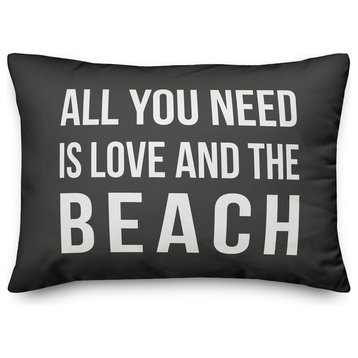 All Your Need Is Love And A Beach Outdoor Lumbar Pillow