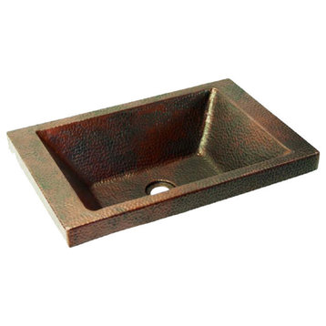 20" Charola Rectangular Drop-In Copper Bathroom Sink by SoLuna, Cafe Natural
