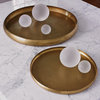 Luxe Round Embossed Metal Decorative Tray  Antiqued Brass Etched 24" Classic