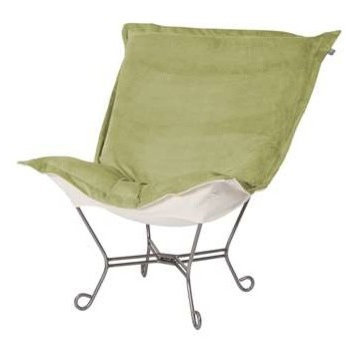 Scroll Puff Chair with Cover, Titanium Frame, Bella Moss
