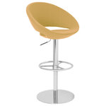 Soho Concept - Crescent Piston Stool, Gold Italian Ppm, Bright Stainless Steel - Crescent Piston is a contemporary stool with a comfortable upholstered seat and backrest on an adjustable gas piston base which swivels and also adjusts easily from a counter height to a bar height with a lever that activates the gas piston mechanism. The solid steel round base is available in chrome or stainless steel. The seat has a steel structure with 'S' shape springs for extra flexibility and strength. This steel frame molded by injecting polyurethane foam. Crescent seat is upholstered with a removable zipper enclosed leather, PPM, leatherette or wool fabric slip cover. The stool is suitable for both residential and commercial use. Crescent Piston is designed by Tayfur Ozkaynak.