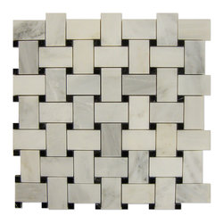 Statuary Calacatta Basketweave Mosaic with Black Dots - Home Accessories & Decor