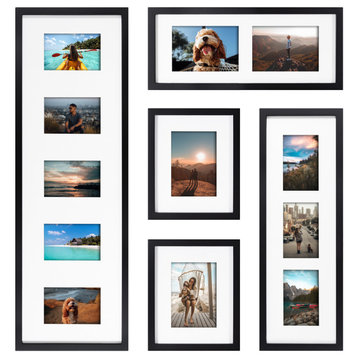 Gallery Wall Multi Open Matted Picture Frame Set, Black 5 Piece