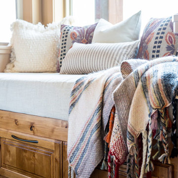 Window seat with pillows and throw