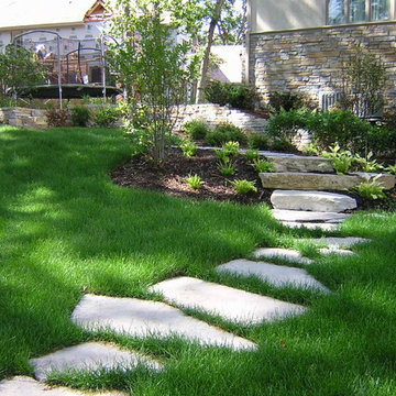 Brick Retaining Walls, Pool, and Landscape