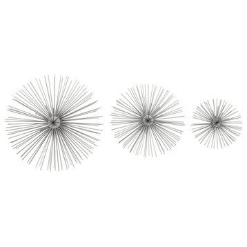 Contemporary Style 3D Metal Starburst Wall Decor Sculptures, Set of 3