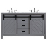 Altair - Kinsley Single Bathroom Vanity Set in Gray with Mirror, 60", Without Mirror - Rustic charm meets contemporary style with the Kinsley Vanity. The highlight of this piece is its sliding cabinet design with crosshatch motif, accented by antique-look hardware. Minimalistic in appearance, this austere yet handsome vanity lends quiet elegance to any guest or master bathroom space. It comes with a matching mirror for a coordinated designer look.