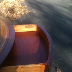 Vintage Round Leather Top End Table - Products