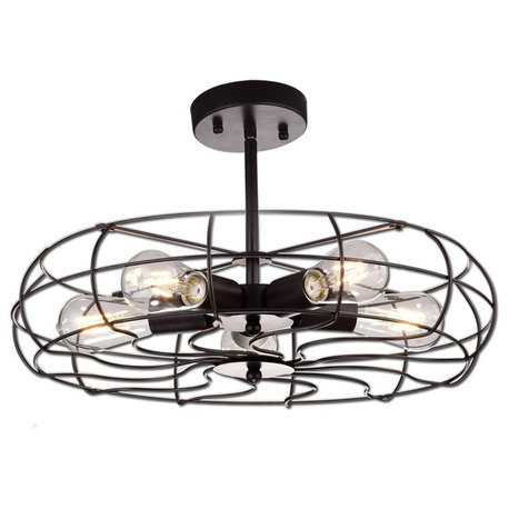 Oil Rubbed Bronze Barn Metal Fan Style Ceiling lighting, 5 Lights