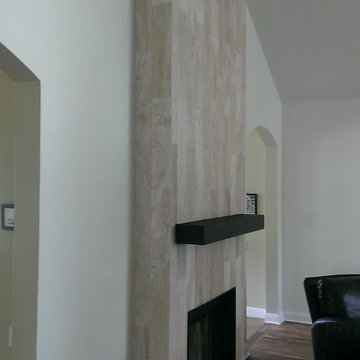 Fireplace - 6" x 24" Travertine Plank Tile