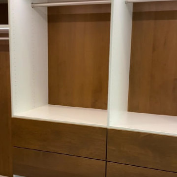 Modern Master Closet with Lighting and Drawers