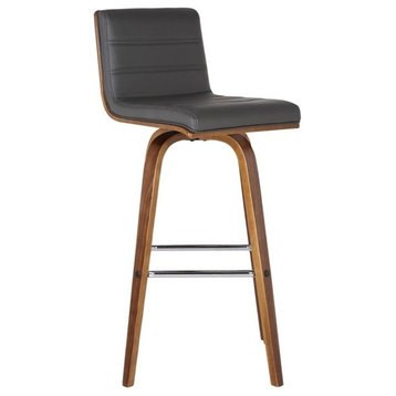 Hawthorne Collections 30" Modern Faux Leather Upholstered Bar Stool in Gray