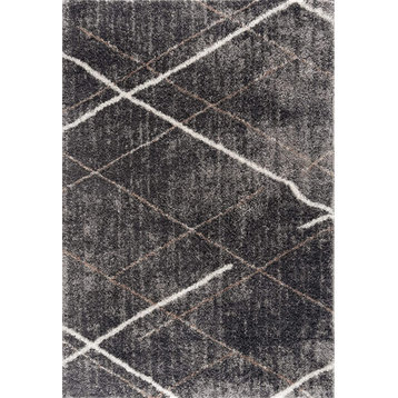 3' X 5' Gray Modern Distressed Lines Area Rug