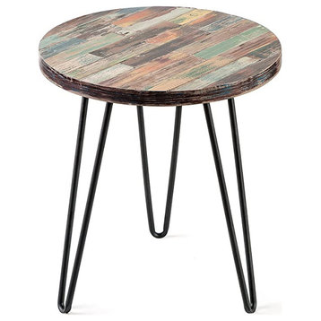 Reclaimed Wood End Table, Green, 18" X 18" X 20"