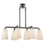 Hudson Valley Lighting - Malden, 6 Light, Island, Distressed Bronze Finish, White Fabric - Our Malden family�s all about the shade and the shape. The shades are large with a unique gentle curve. Their delicate pleats contrast with weighty tubing for the rest of the fixture.