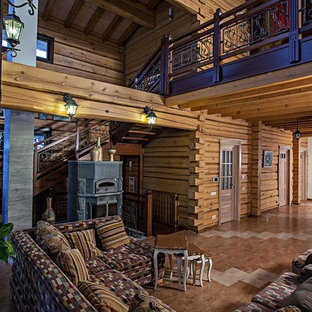 Wohnen mit brauner Wandfarbe und Korkboden Ideen, Design & Bilder