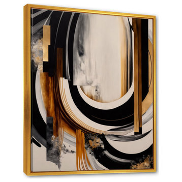 Gold Touch Art Deco IV Framed Canvas, 16x32, Gold