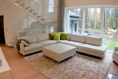Living room - modern living room idea in Raleigh