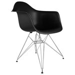 Interiortradefurniture - Eiffel Molded Wire Base Arm Chair, Black - The seat is made from a very heavy-duty, strong plastic with a matte finish and is supported by an equally strong steel base, which is covered with a layer of high-shine chrome. Four black feet are included to protect hardwood flooring. Very up-to-date, your inner sense of style will revel in the trendiness of this chair. Assembly is required.