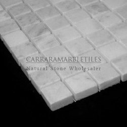 White Carrara Marble Italian Bianco Carrera 1x1 Mosaic Tile Polished - Products