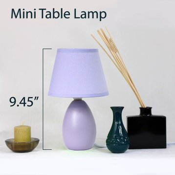 Simple Designs  Mini  Egg Oval Ceramic Table Lamp 2 Pack Set