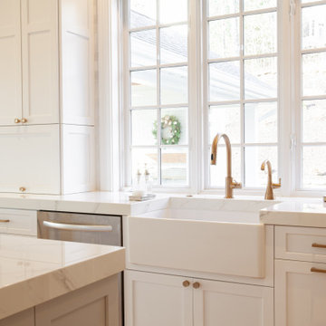 Transitional Kitchen Featuring Rift Cut Oak Accents