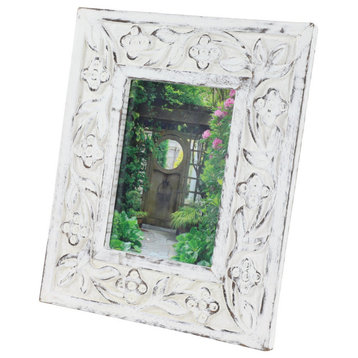 Zimlay Rectangular Carved Wood Antique Floral Picture Frame 54636