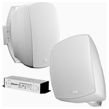 5.25" Bluetooth 2-Way Patio Speaker Pair, IP67 Waterproof Power Supply, White